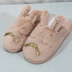 Cute Bunny Fuzzy Slippers Pink Womens 8 39-40